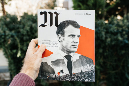Paris, France - Jan 2, 2019: M le magazine du monde with controversial cover featuring French...