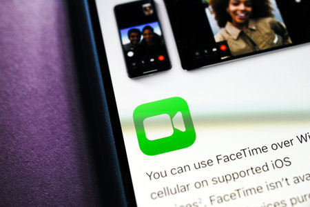 Paris, France - Jan 30, 2018: Apple iPhone XS with FaceTime app description of advantages on the...