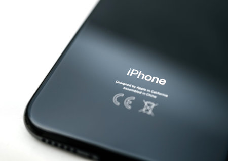 PARIS, FRANCE - NOV 5, 2017: Macro detail of rear view of latest iPhone XS Telephone Smartphone with...