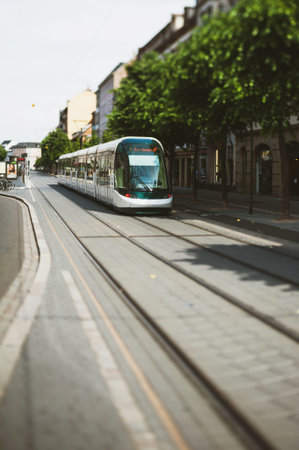 Strasbourg, France - Jun 2, 2012: New modern electric tramway on the streets avenues of Strasbourg -...