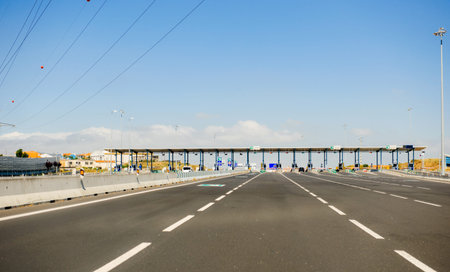 Lisbon, Portugal - June 1, 2014: POV Driver approaching fast Reservada a aderentes - reserved for...