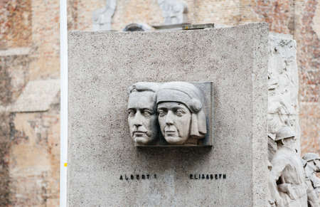 Ostend, Belgium - Jul 16, 2011: Side view of monument for King Albert I and Queen Elisabeth Gabriele Valerie Marie Ostend, West Flanders, Belgiumのeditorial素材