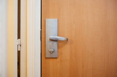 Aluminum steel door handle in modern hotel in Parisの写真素材