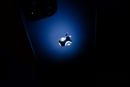Paris, France - Sep 20, 2019: Close-up macro details of new latest Apple Computers iPhone 11 Pro and...
