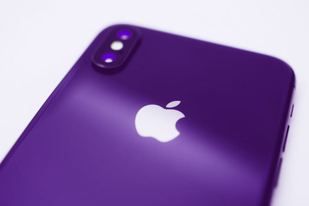 Paris, France - Sep 12, 2019: latest iphone XS dual camera - tilt-shift lens uses to focus on the...
