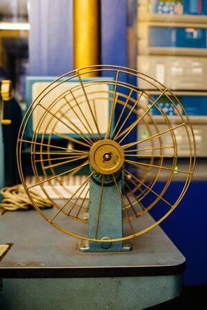 Detail of the vintage French machine used in projection booth of a movie theater - chrome detailの写真素材