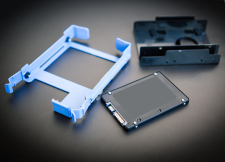 New 2,5 inch SSD fast solid state drive near SSD adapter rail for HDD or SDD conversion cradle for...