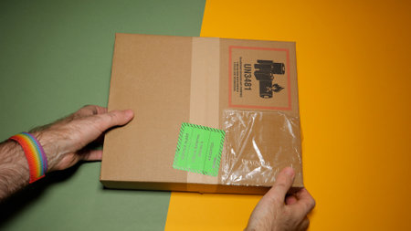 Paris, France - Jan 7, 2020: POV male hand unboxing package from Apple Computers AirPods Max over-ear headphones with Adaptive EQ, Active Noise Cancellation, Transparency mode h1 chips and Siriのeditorial素材