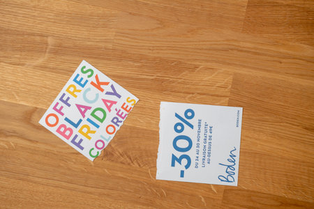 Paris, France - Nov 22, 2020: Black Friday offers flyer from Boden fashion clothes manufacturer...