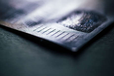Close-up macro shot of a generic currency banknote securityの写真素材