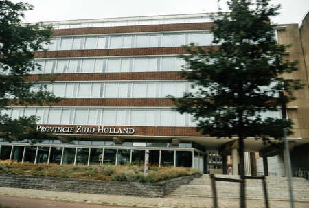 The Hague, Netherlands - Aug 19, 2018: View from the car of Provincie Zuid Holland headquarter building - which operates on behalf of the community of Zuid-Hollandのeditorial素材