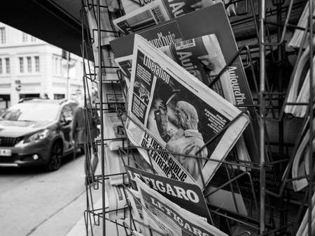 newspaper at press kiosk with front page paying tribute to Prince Philip, Duke Of Edinburghのeditorial素材