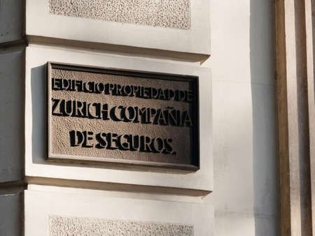 Main entrance memory plaque on the facade of the Zurich Insurance companyのeditorial素材
