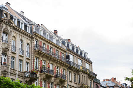 Luxury apartment buildings with Art deco and haussmannian architecture in central Strasbourgの写真素材