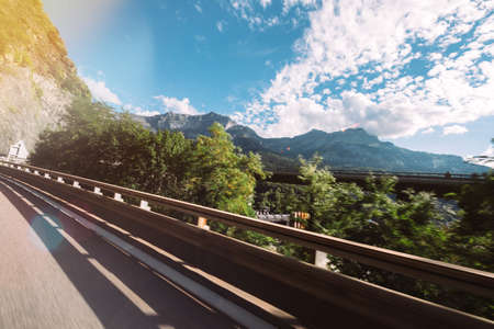 Mountain landscape with view from the highwayの写真素材