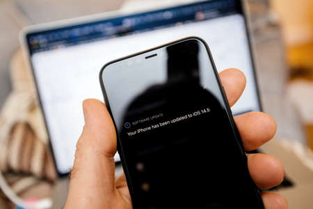 Software update your iPhone has been updated to iOS 14.5のeditorial素材