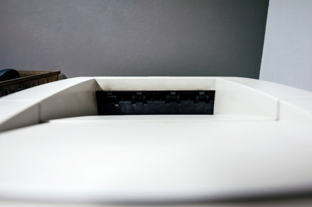 Paper tray on the vintage laser printer in officeの写真素材