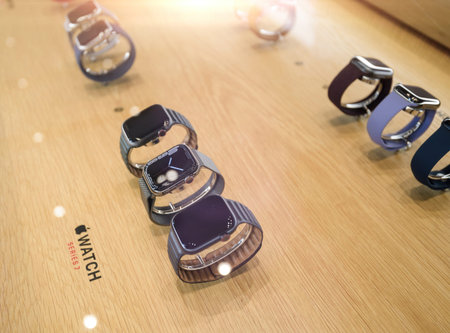 New wearable computer Apple Watch Series 7 smartwatch in Apple Store