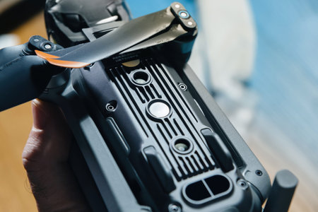 DJI Air 2s drone with focus on the downward vision sensor on the rear