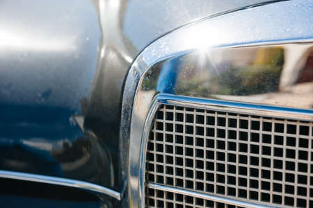 Close-up macro shot of vintage luxury back limousineの写真素材
