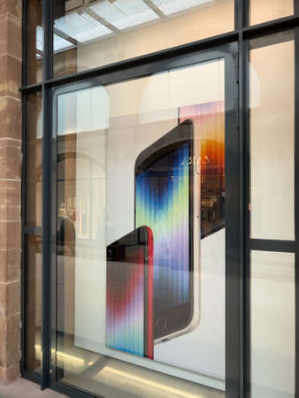 Apple SE 3 smartphone, iPad Air 5 tablet, Mac Studio M1 Ultra, and new Studio Display during the sales launchのeditorial素材