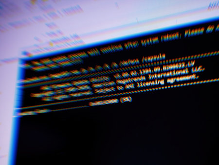 Computer display screen with multiple code lines during the installation Bios update in metaverse...