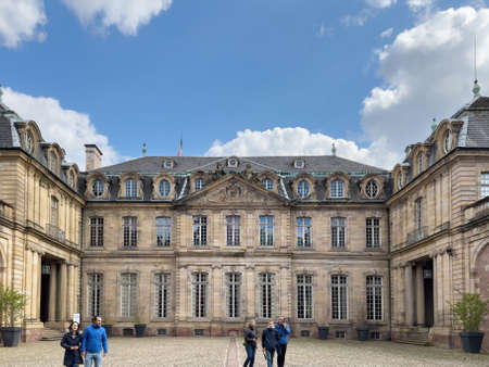 People visiting Strasbourg Museum of Fine Arts main entrance view from the streetのeditorial素材