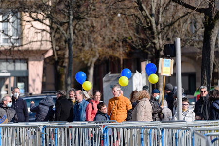 Protest front of Russian Consulate in solidarity with Ukrainians and against the warのeditorial素材