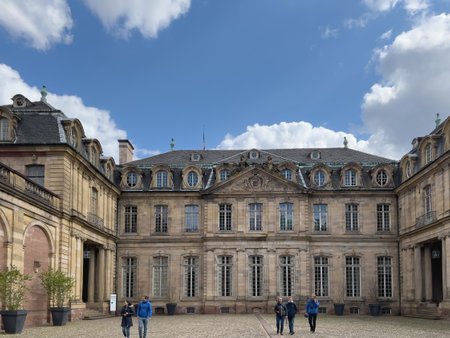 Strasbourg Museum of Fine Arts main entrance view from the street - iconic building with tourists visiting the placeのeditorial素材