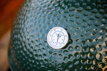 barbeque temperature of a Big Green Egg gaugeのeditorial素材