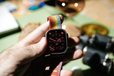 Red night mode on the Apple Watch Ultraのeditorial素材