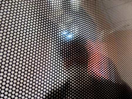 silhouette through the door of Microwave oven