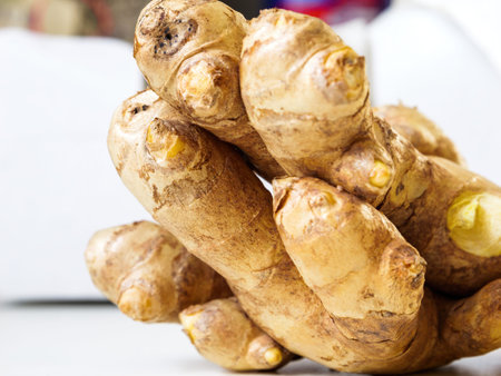Macro close-up of bio-organic ginger