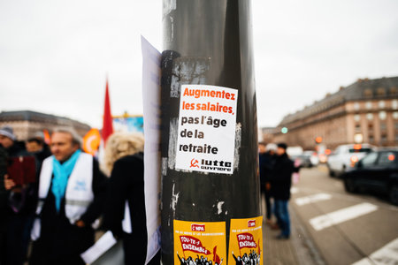 Large crowd at protest retirement age in Franceのeditorial素材