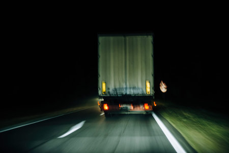 Illuminated Night Journey: Delivering Cargo