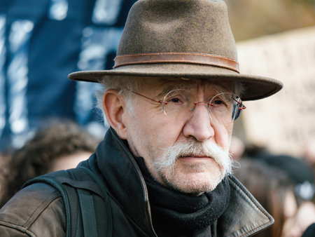 Mature Man Sporting a Fedora Portrait at protest