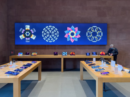 Lonely Senior Shopping for Apple Productsのeditorial素材