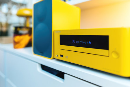 Stylish Onkyo Audio in Luxury Living Roomのeditorial素材