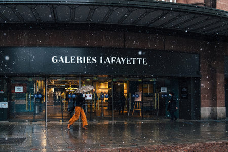 Stylish Woman in the Rain at Iconic Fashion Place
