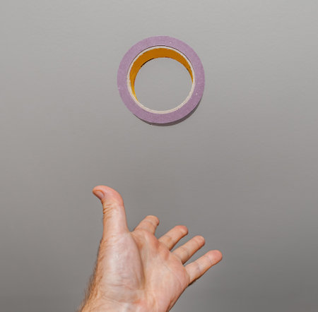 Renovating a House: Levitating Roll of Tape.の写真素材