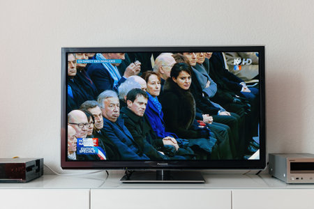 France Honors Victims with Tv Broadcast.のeditorial素材