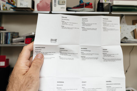 Ikea instructors hand instructions: Efficient furniture careのeditorial素材