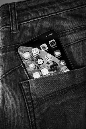 Denim Pocket with Oled Smartphoneのeditorial素材