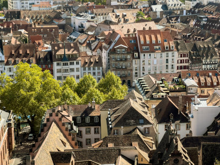 High view of strasbourg rooftopsの写真素材