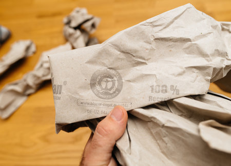 Man Holding Eco-Friendly Packagingのeditorial素材