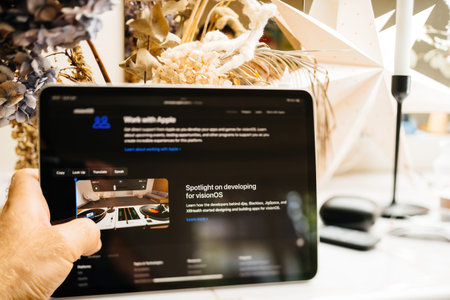 Presentation Apple Vision Pro mixed reality XR headsetのeditorial素材