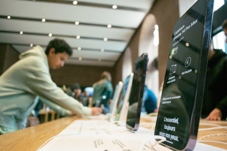 Apple launch day: Professional Pro and SE and simple iPhonesのeditorial素材