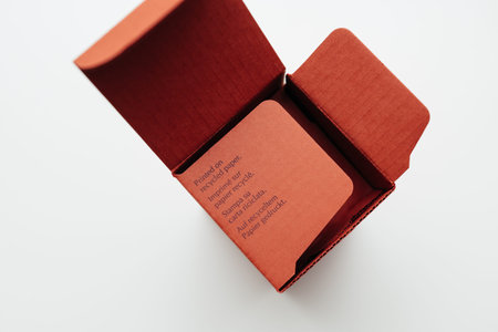 Recycled Red Paper Box Close-Up