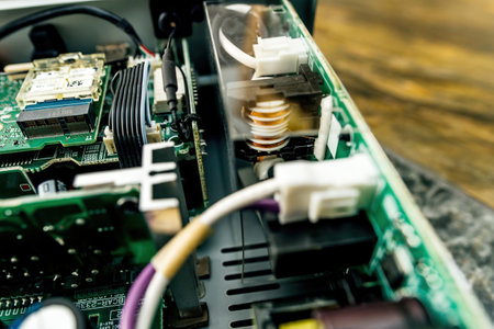 Close Up of Computer Internals of an amplifierの写真素材