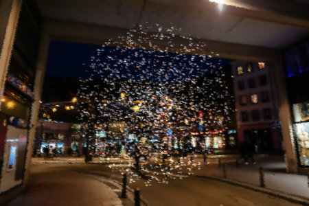 A conceptual scene of a massive data implosion, scattering countless pieces across the center of a...